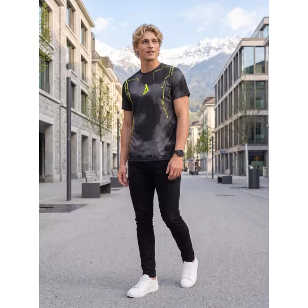  Férfi funkcionális T -piró prémium ALTISPORT VOJ/ALM113TR01 FEKETE-FLUO SÁRGA 