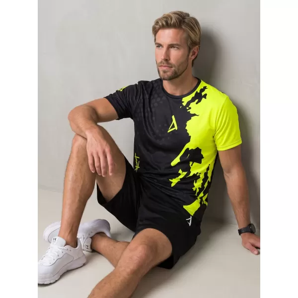  Férfi funkcionális T -piró prémium ALTISPORT VOJ/ALM112TR01 FEKETE-FLUO SÁRGA 