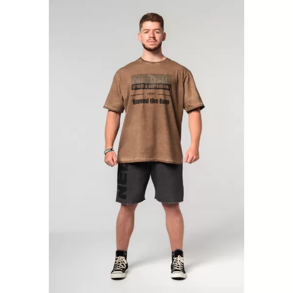  Lemosott túlméretezett póló HERITAGE 355 LIGHT BROWN Nebbia 