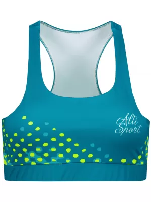 Női funkcionális sport melltartó prémium ALTISPORT VOJ/ALW109POD01 SMARAGD/FLUO SÁRGA