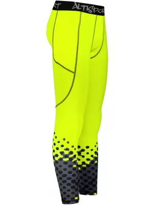 Férfi hosszú prémium sportleggings ALTISPORT VOJ/ALM109LEG01 FLUO SÁRGA