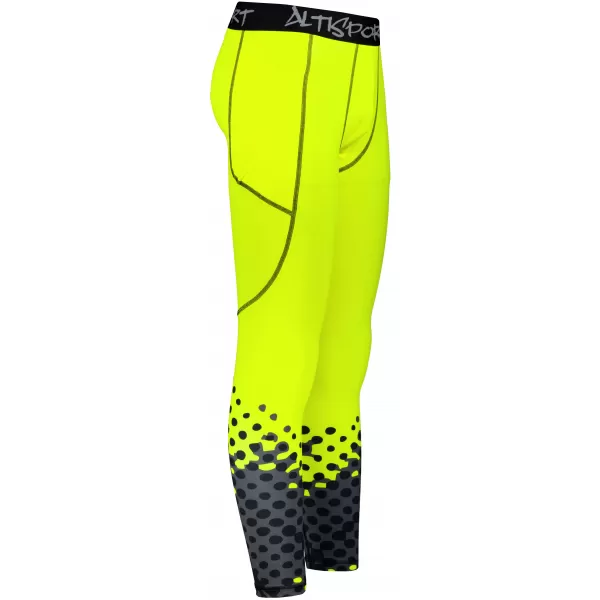  Férfi hosszú prémium sportleggings ALTISPORT VOJ/ALM109LEG01 FLUO SÁRGA 