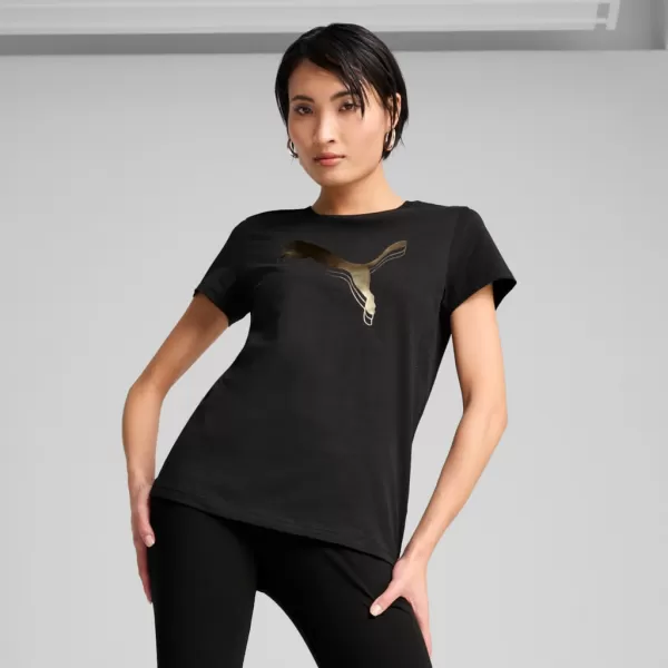  Ing PUMA ESS METALLIC TEE 684995-51 FEKETE 
