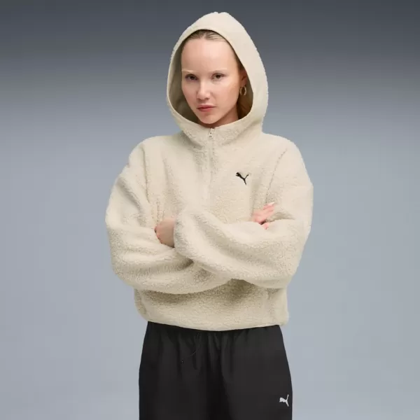  Női pulóver PUMA WARDROBE ESS OVERSIZED POLAR FLEECE HOODIE 632048-87 FEHÉR 