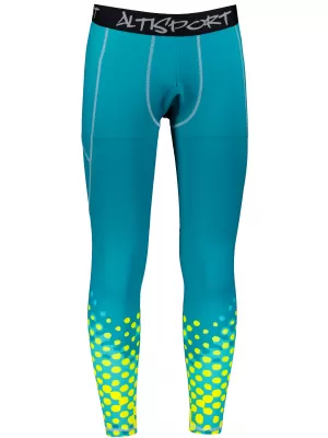 Férfi hosszú prémium sportleggings ALTISPORT VOJ/ALM109LEG01 SMARAGD-FLUO