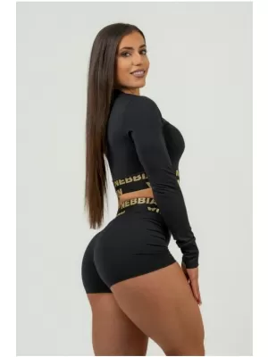 Női crop felső hosszú ujjú INTENSE Perform 839 BLACK/GOLD Nebbia