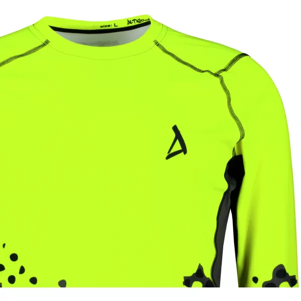  Férfi funkcionális tömörítési T -póló hosszú ujjú prémiummal ALTISPORT VOJ/ALM109TR03 FLUO SÁRGA 