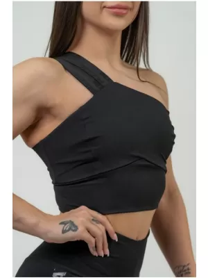 Női sportmelltartó nagy támasztékkal INTENSE Asymmetric 841 BLACK/GOLD Nebbia