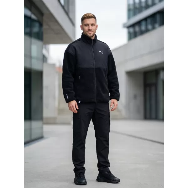  Férfi dzseki PUMA TECH SOFT TECH RELAXED SHERPA JACKET 632104-01 FEKETE 