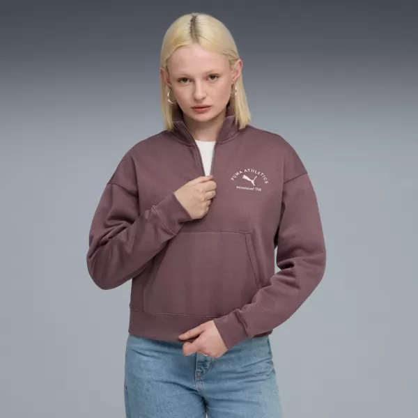  Női pulóver PUMA CLASS COMFORT HALF-ZIP SHORT CREW FL 688138-88 LILA 