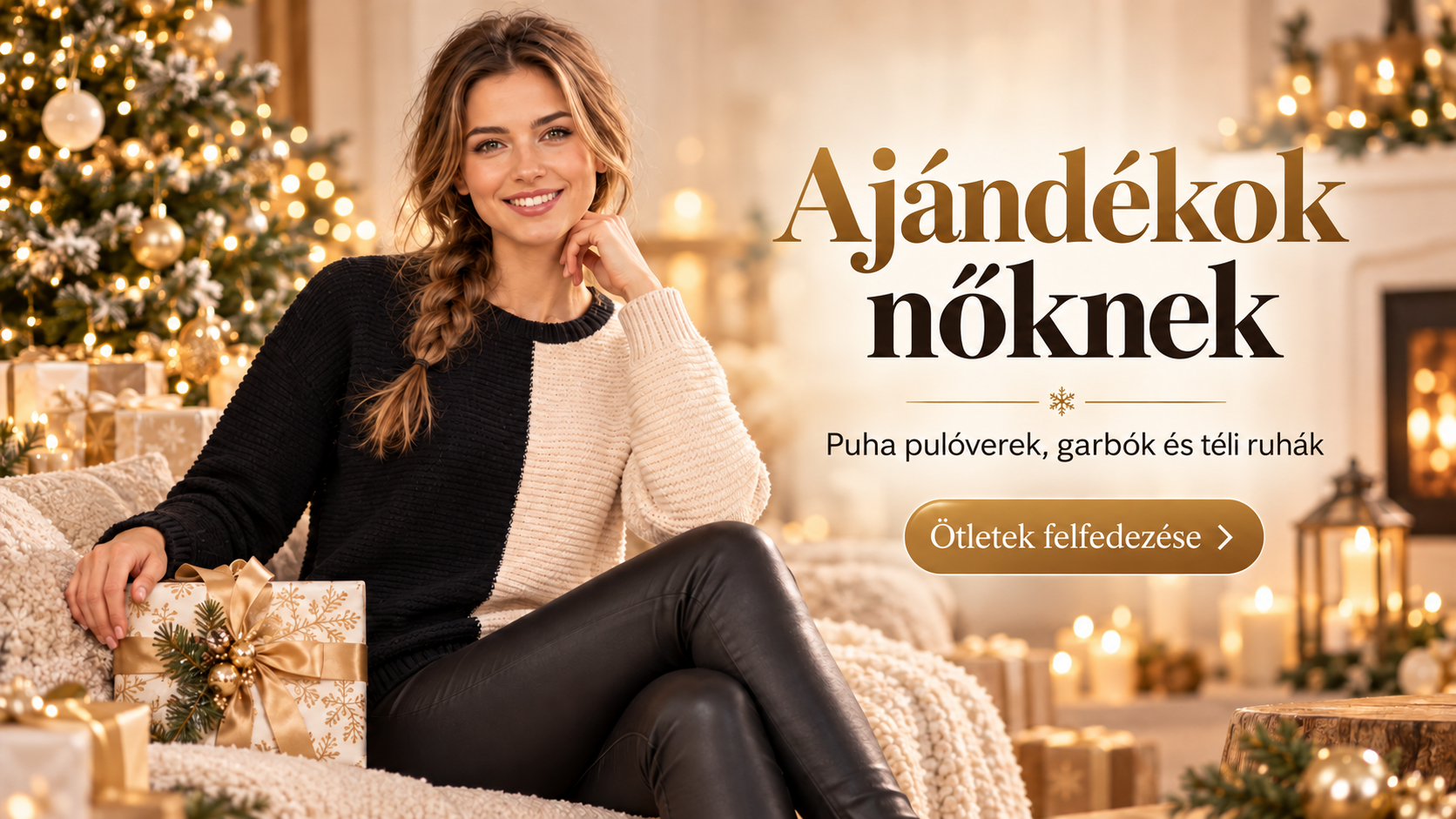 Karácsonyi ajándékok nőknek: pulóverek, garbók és téli ruhák